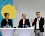 Mona Neubaur, Landtagspräsident André Kuper und Münsters OB Tilman Fuchs eröffnen den NRW-Tag.